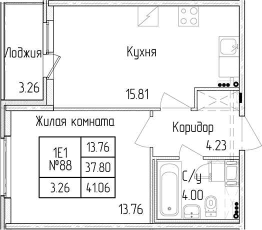 1-комнатная квартира 37.8 м², 2/4 эт., ЖК «Любоград в Стрельне»